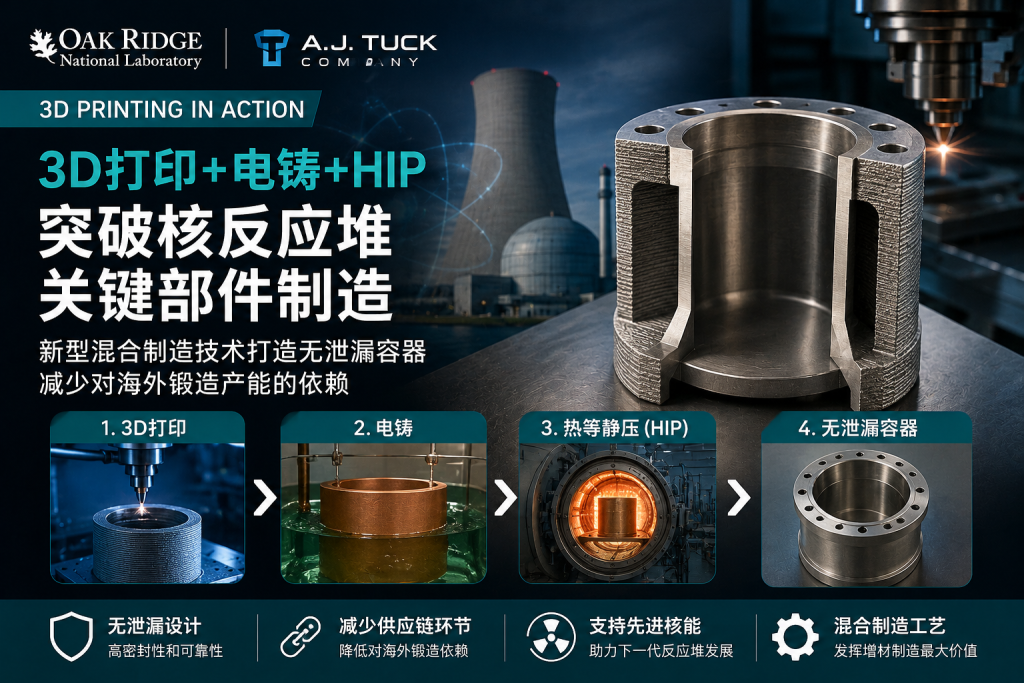 3D打印+电铸+热等静压：新型混合制造技术突破先进核反应堆关键部件制造难题