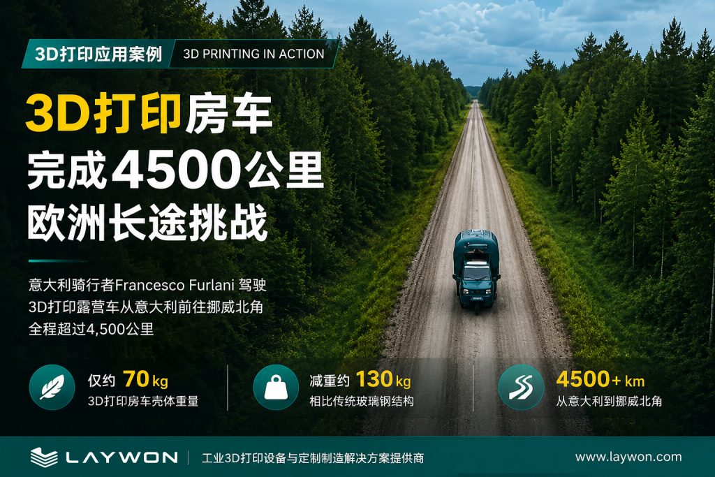 大尺寸3D打印再拓应用边界：70公斤3D打印房车完成4500公里欧洲长途挑战